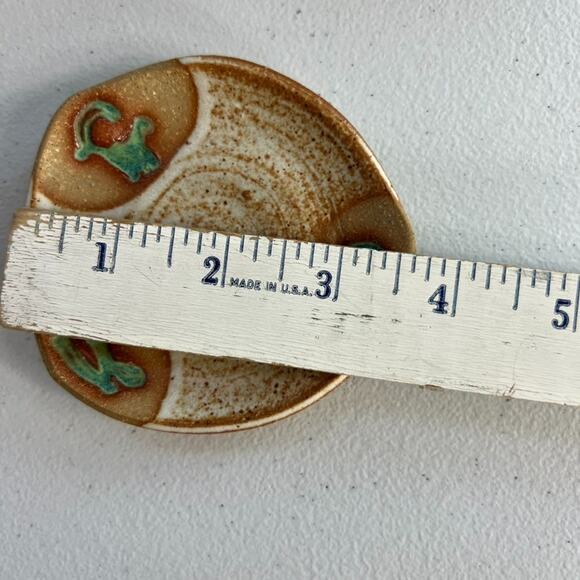 Studio Art Pottery 3.5" Stoneware Trinket Dish Tray Handmade Signed - Picture 5 of 7